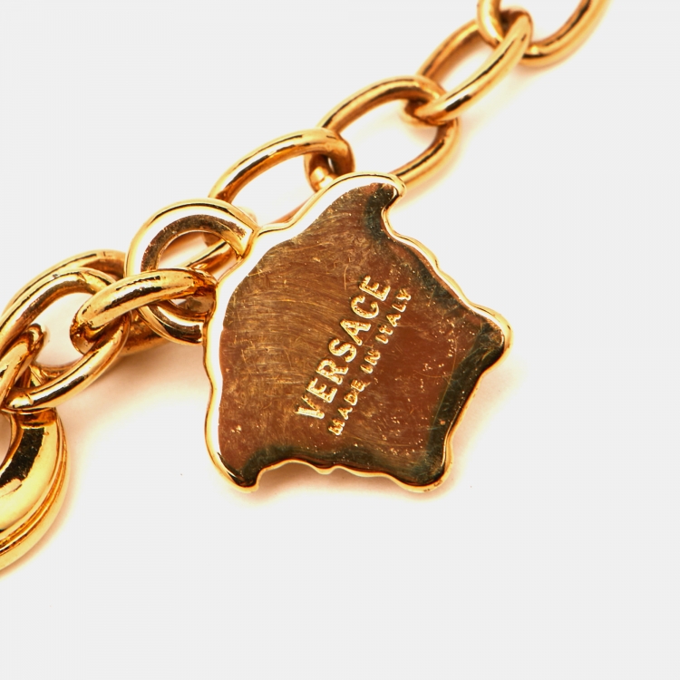 Pre Owned Versace Medusa Crystal Gold Tone Necklace
