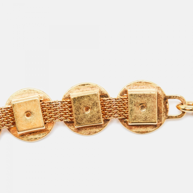 Pre Owned Versace Medusa Motif Gold Tone Choker Necklace