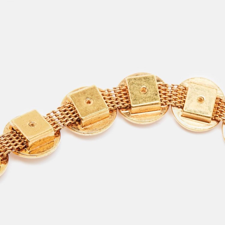 Pre Owned Versace Medusa Motif Gold Tone Choker Necklace
