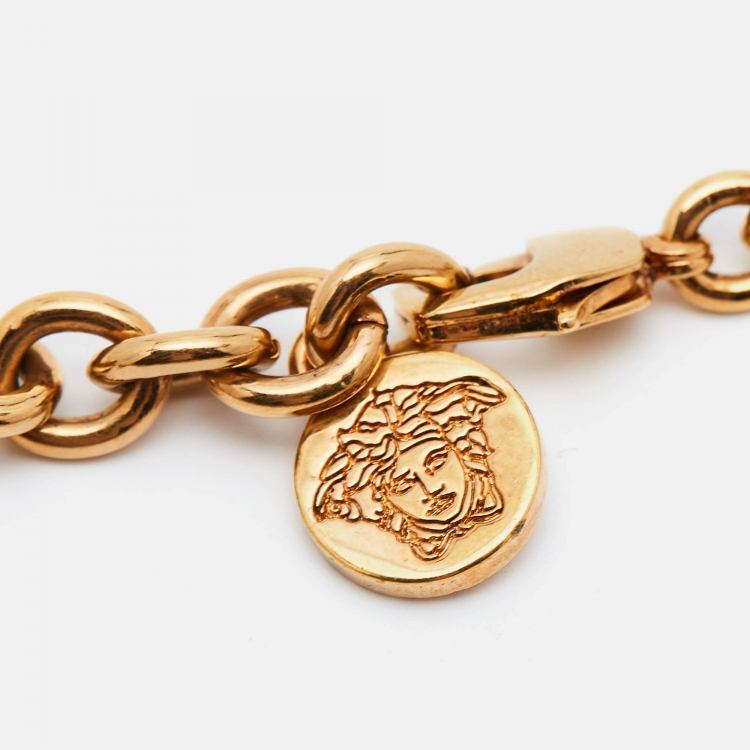 Pre Owned Versace Medusa Motif Gold Tone Choker Necklace