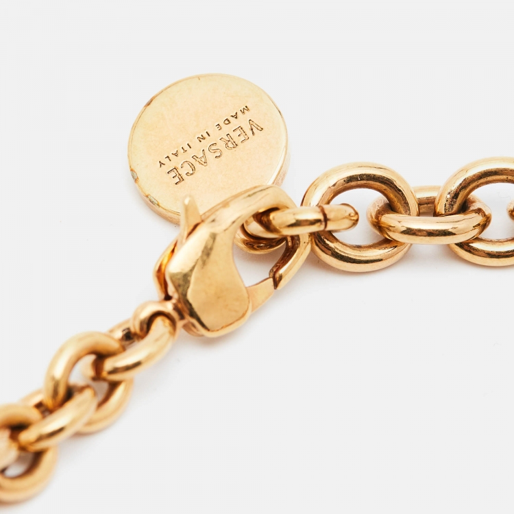 Pre Owned Versace Medusa Motif Gold Tone Choker Necklace