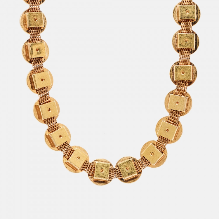 Pre Owned Versace Medusa Motif Gold Tone Choker Necklace