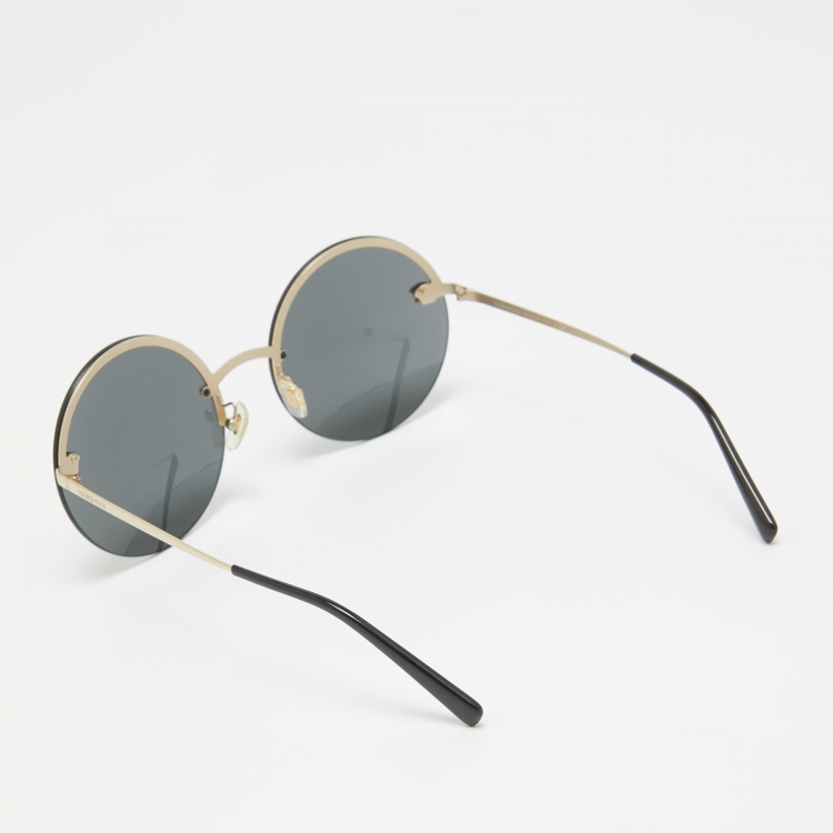 Pre Owned Versace Black/Gold SMU 04Q Medusa Round Sunglasses