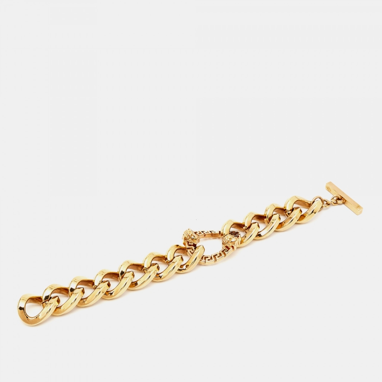 Pre Owned Versace Meduasa Gold Tone Bracelet