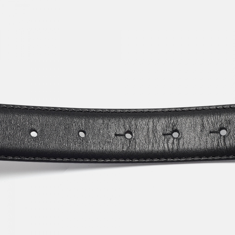 Pre Owned Versace Black Leather La Medusa Buckle Belt 105CM