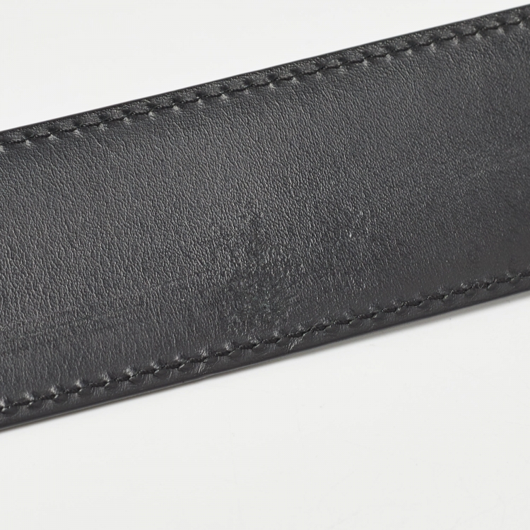 Pre Owned Versace Black Leather Medusa Oval Buckle Belt 110CM