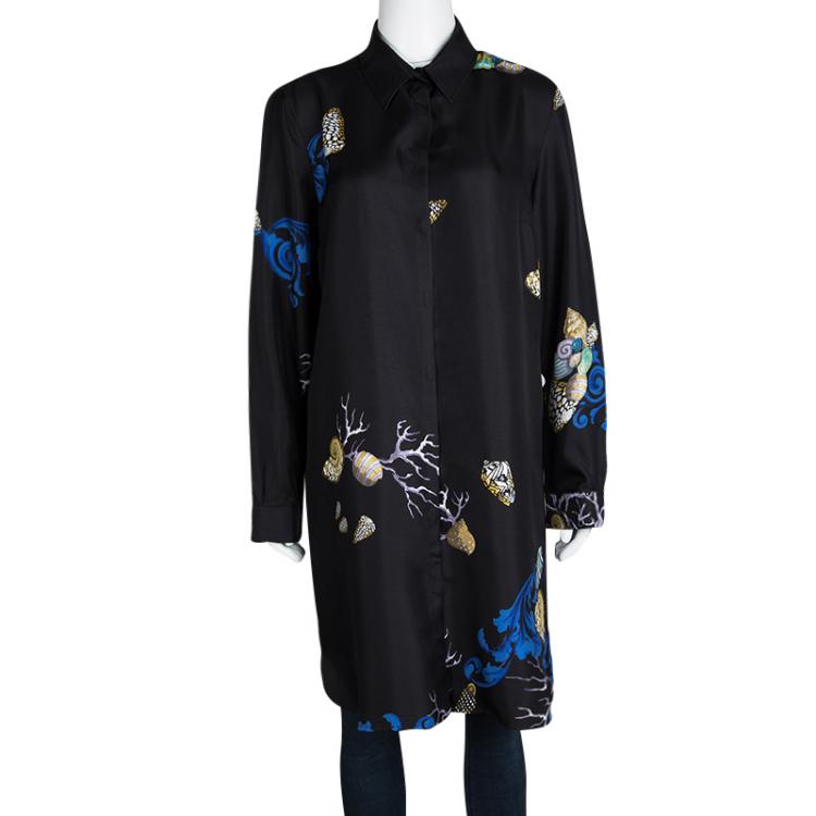 Pre Owned Versace Black Snail Print Long Sleeve Button Front Shirt L