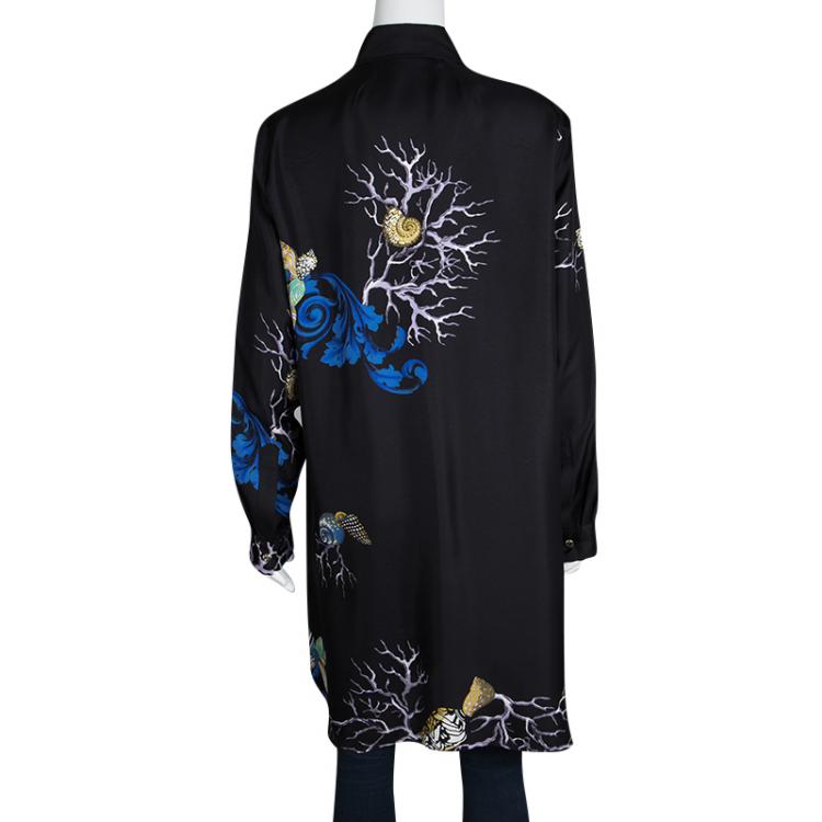 Pre Owned Versace Black Snail Print Long Sleeve Button Front Shirt L