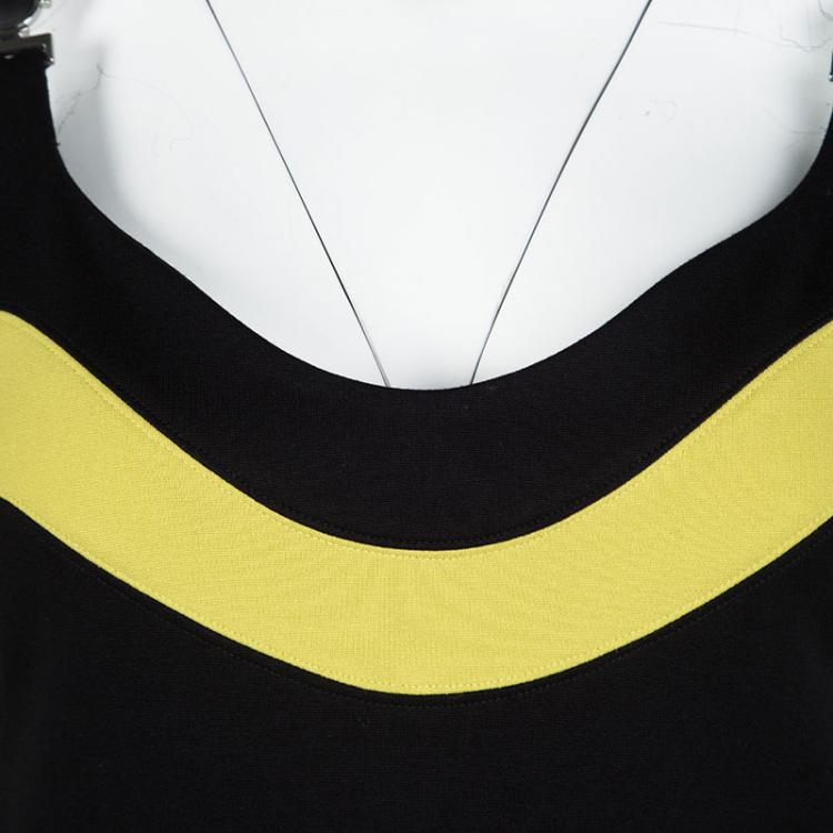 مملوكة مسبقًا Versace Collection Black  Knit Contrast Trim Logo Buckle Detail Sleeveless Dress M
