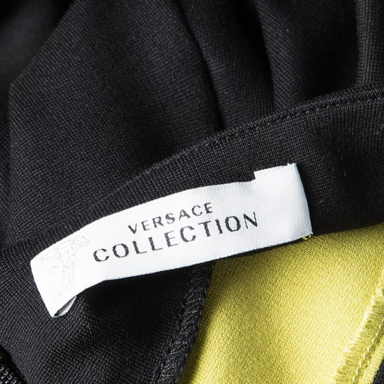 مملوكة مسبقًا Versace Collection Black  Knit Contrast Trim Logo Buckle Detail Sleeveless Dress M