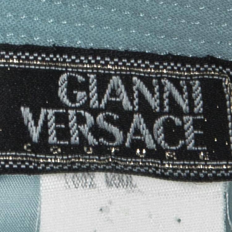 مملوكة مسبقًا Gianni Versace Powder Blue Wool Cap Sleeve Top M