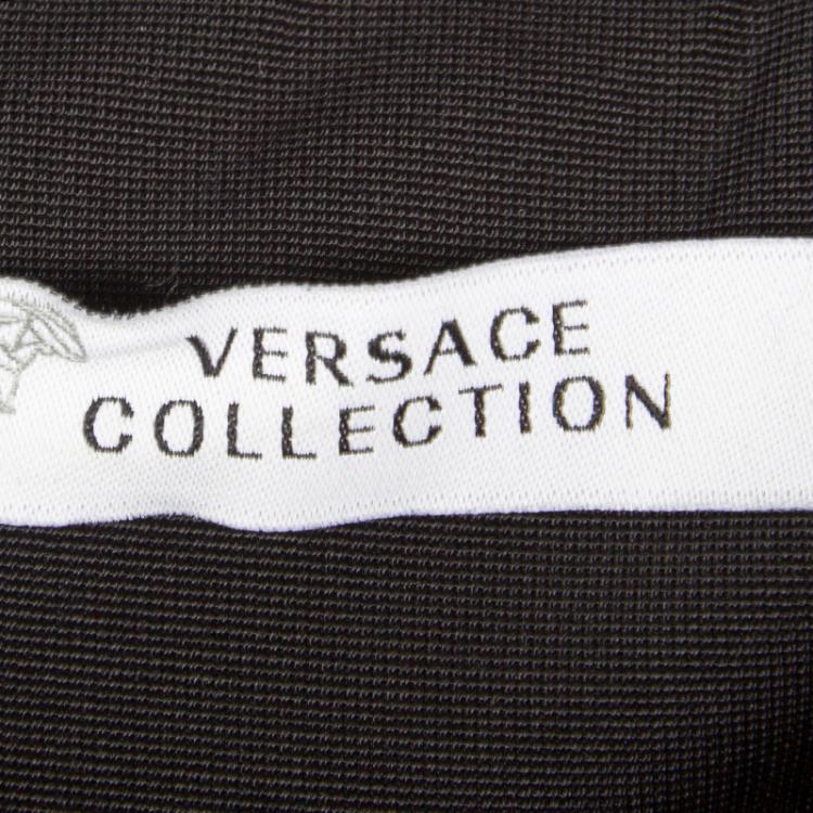 Pre Owned Versace Black Logo Detail High Waist Pencil Skirt S