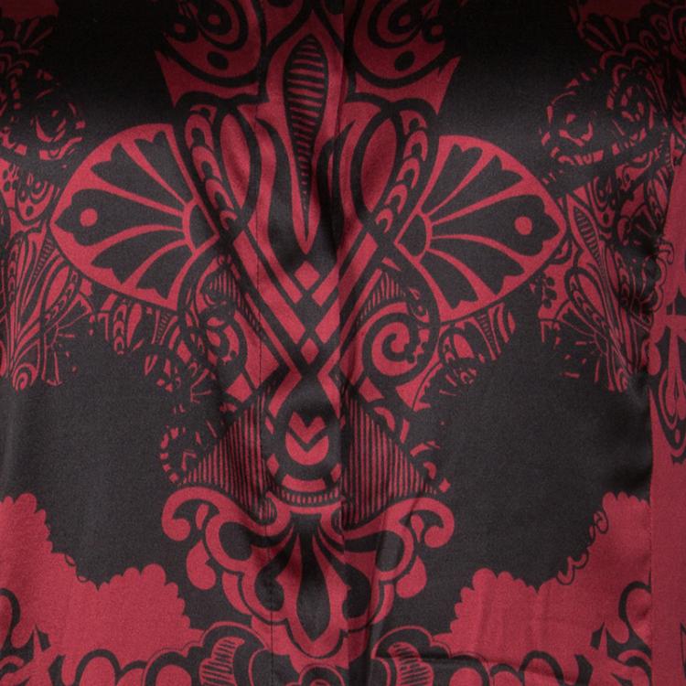 Pre Owned Versace Multicolor Printed Silk Long Sleeve Blouse M