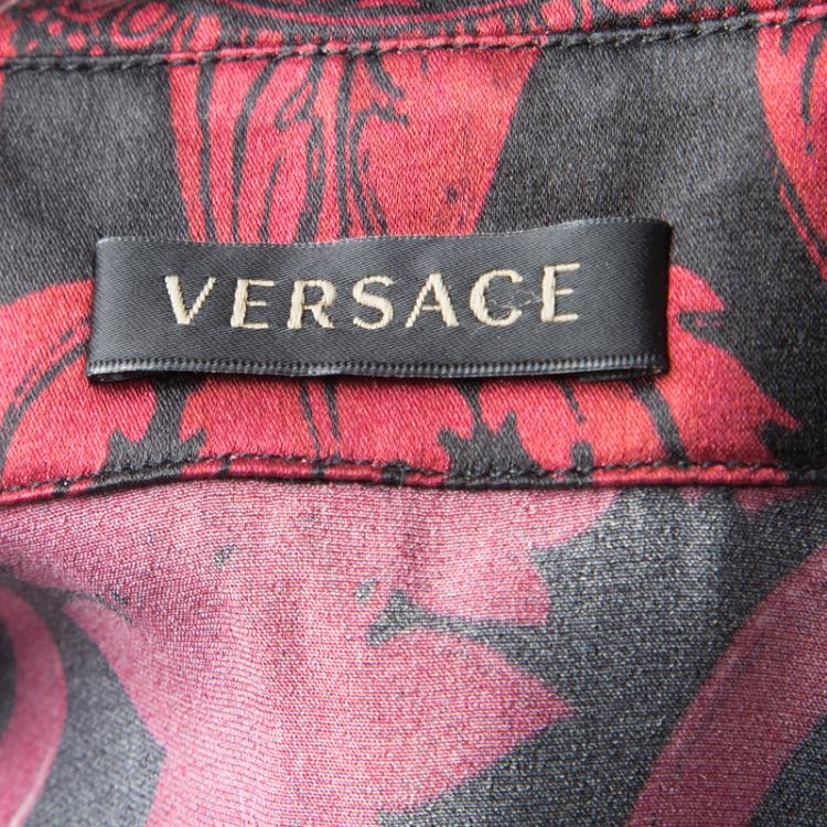 Pre Owned Versace Multicolor Printed Silk Long Sleeve Blouse M