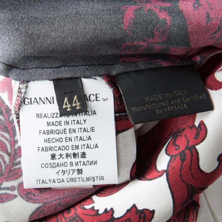 Pre Owned Versace Multicolor Printed Silk Long Sleeve Blouse M