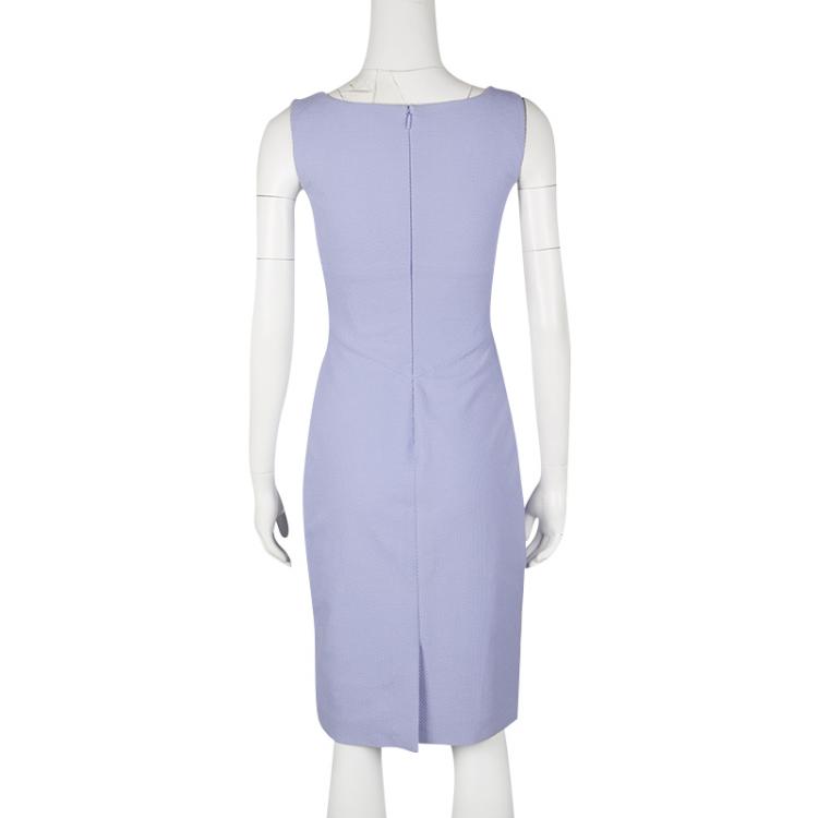 مملوكة مسبقًا Versace Lilac Textured Cotton Fitted Sleeveless Dress S