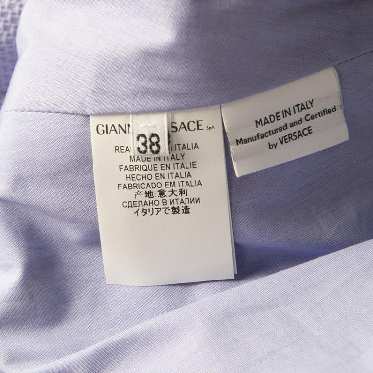 مملوكة مسبقًا Versace Lilac Textured Cotton Fitted Sleeveless Dress S