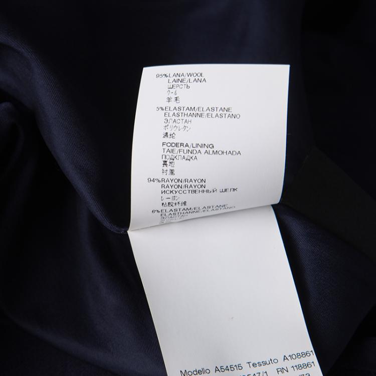 Pre Owned Versace Navy Blue Wool Medusa Leather Patch Detail Pencil Skirt M