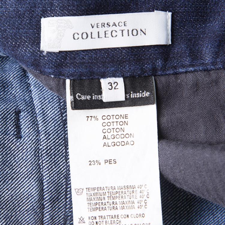 Pre Owned Versace Collection Indigo Dark Wash Denim Straight Fit Jeans M