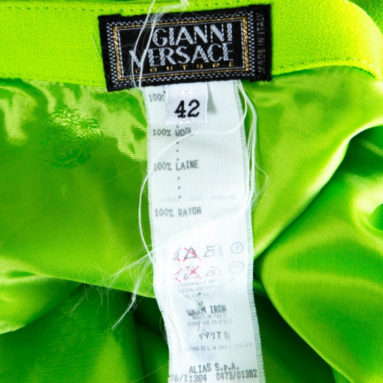 Pre Owned Gianni Versace Green Belted Mini Skirt M
