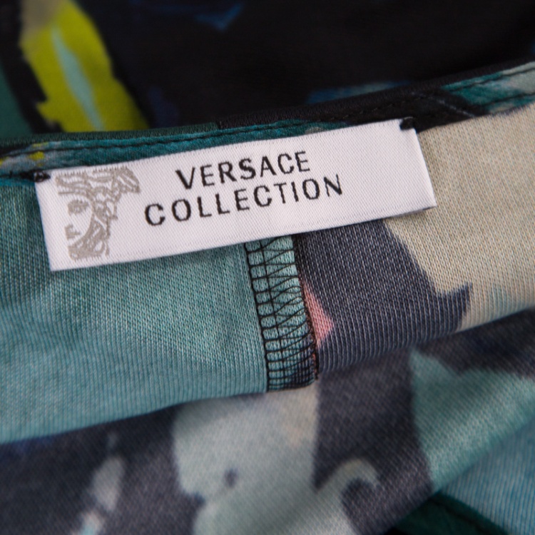 Pre Owned Versace Collection Multicolor Printed Cape Style Halter Top L