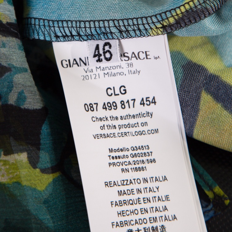 Pre Owned Versace Collection Multicolor Printed Cape Style Halter Top L