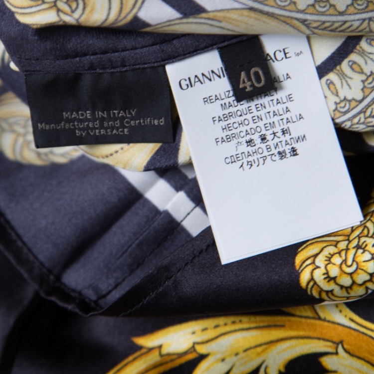Pre Owned Versace Black Scarf Printed Silk Satin Sleeveless Mini Dress S