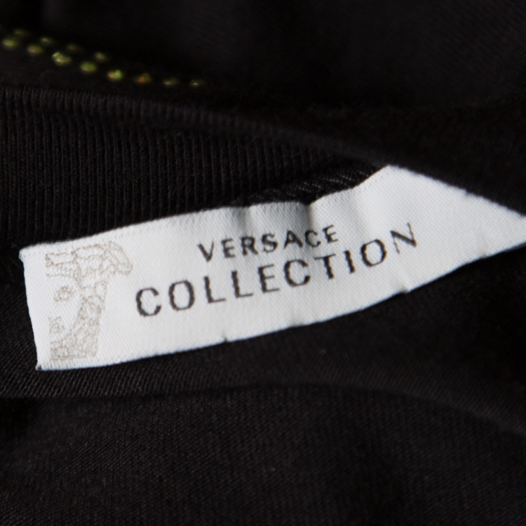 Pre Owned Versace Collection Black Medusa Icon Embellished Tank Top S