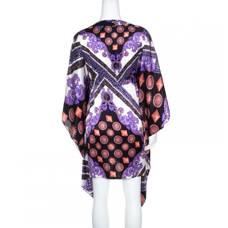 Pre Owned Versace Collection Multicolor Sun and Crystals Motif Printed Silk Kaftan Tunic M
