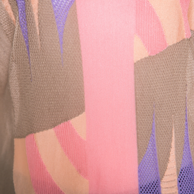 Pre Owned Versace Pastel Colorblock Silk Knit Perforated Panel Detail Sleeveless Top S
