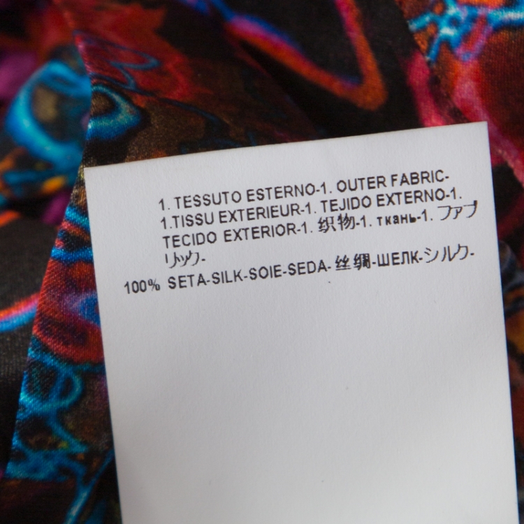 Pre Owned Versace Collection Multicolor Paisley Glow Print Satin Silk Long Sleeve Shirt L