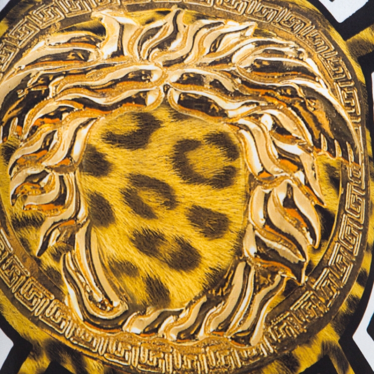 Pre Owned Versace Multicolor Medusa and Leopard Print Silk Boxy Fit Blouse S
