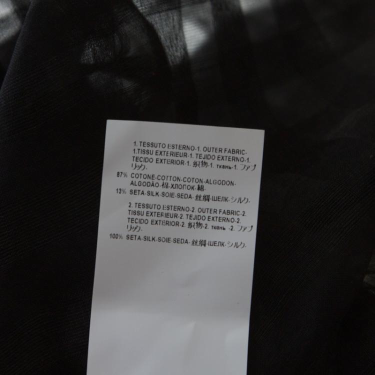Pre Owned Versace Black Sheer Checkered Cotton Silk Gold Medusa Button Detail Shirt S