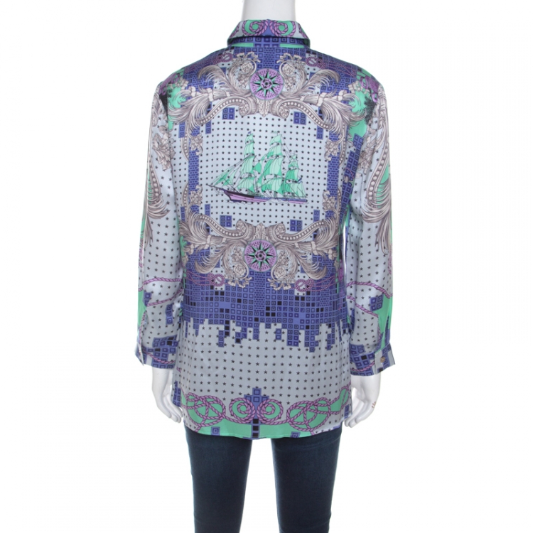 Pre Owned Versace Collection Multicolor Baroque Printed Silk Shirt M 