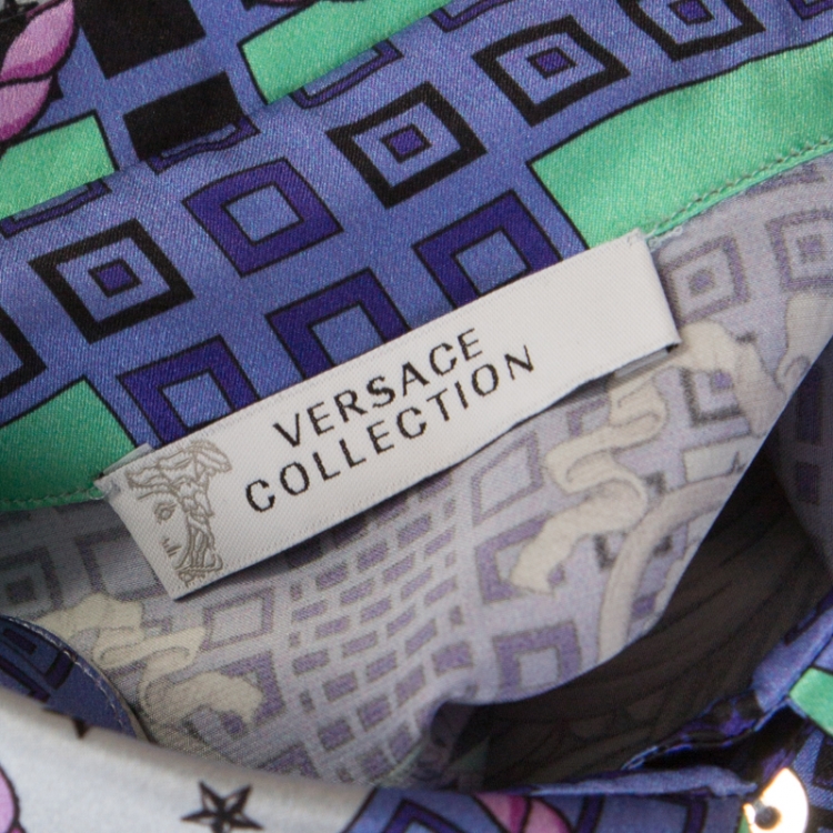 Pre Owned Versace Collection Multicolor Baroque Printed Silk Shirt M 