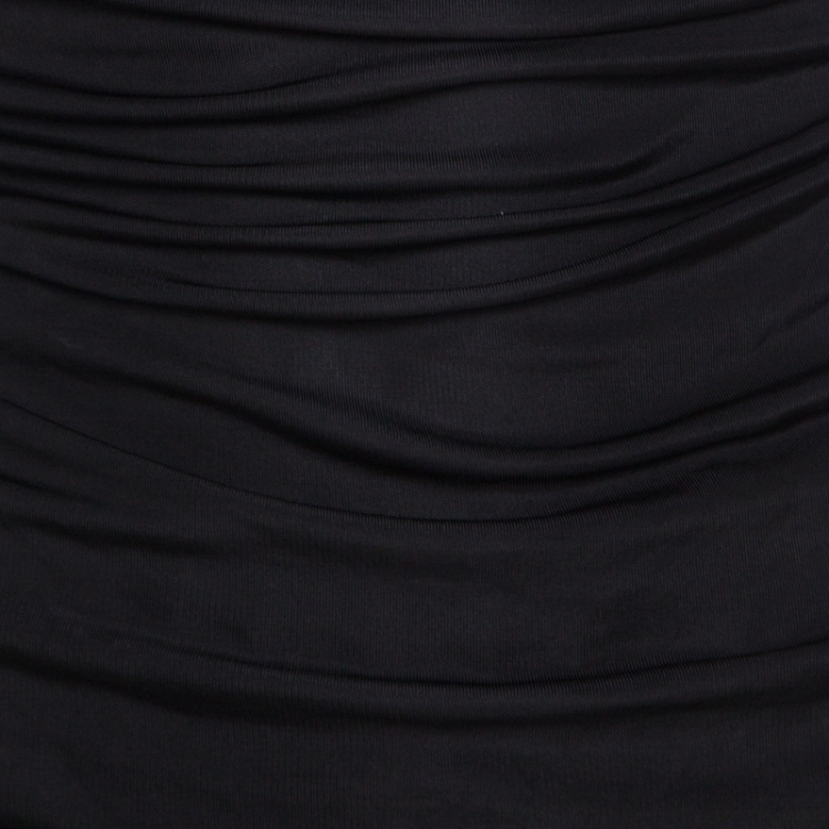 مملوكة مسبقًا Versace Black Jersey Gold Logo Chain Strap Detail Top S 