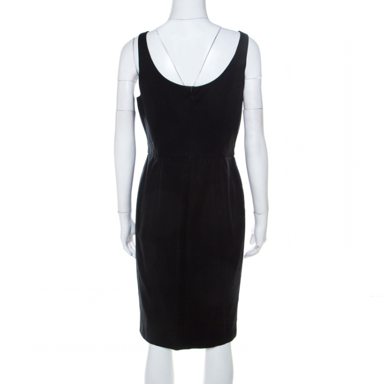 مملوكة مسبقًا Versace Black Cotton Corset Detail Pencil Dress M 