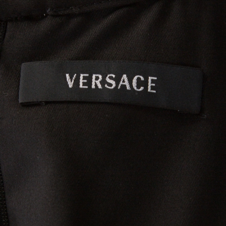 مملوكة مسبقًا Versace Black Cotton Corset Detail Pencil Dress M 