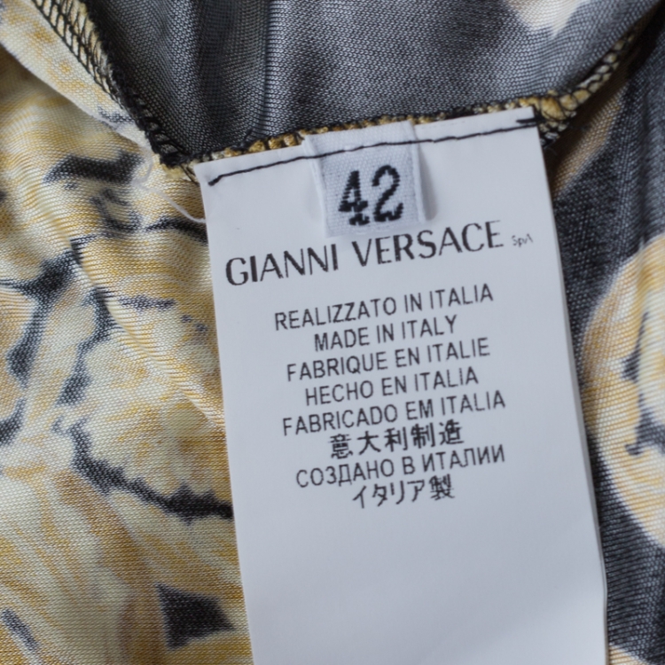 Pre Owned Versace Collection Bicolor Printed Knit V-Neck Top M