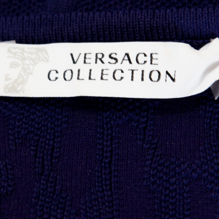 Pre Owned Versace Purple Jacquard Knit Sleeveless Top M
