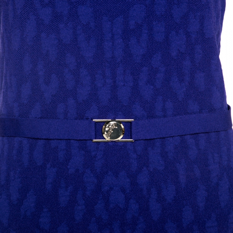 Pre Owned Versace Purple Jacquard Knit Sleeveless Top M