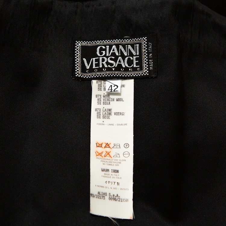 Pre Owned Gianni Versace Couture Black Wool Halter Neck Fitted Dress M