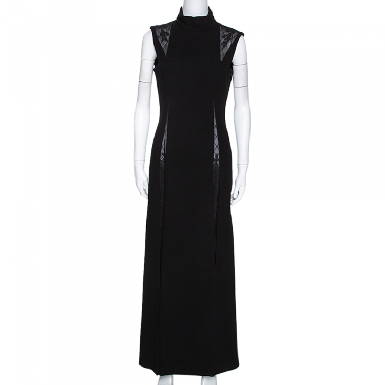 Gianni Versace Couture Black Wool & Silk Lace Trim Panelled