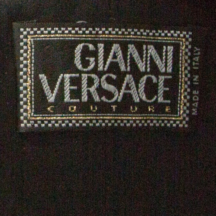Pre Owned Gianni Versace Couture Vintage Black Floral Print Strapless Dress M