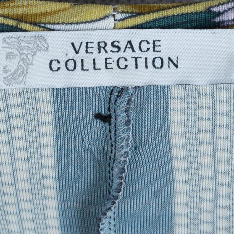 Pre Owned Versace Multiprint Jersey Shift Dress L