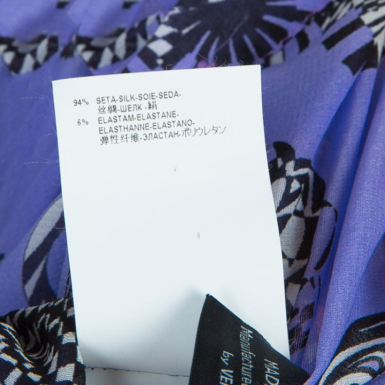 Pre Owned Versace Lilac Printed Long Sleeve Button Down Silk Shirt S