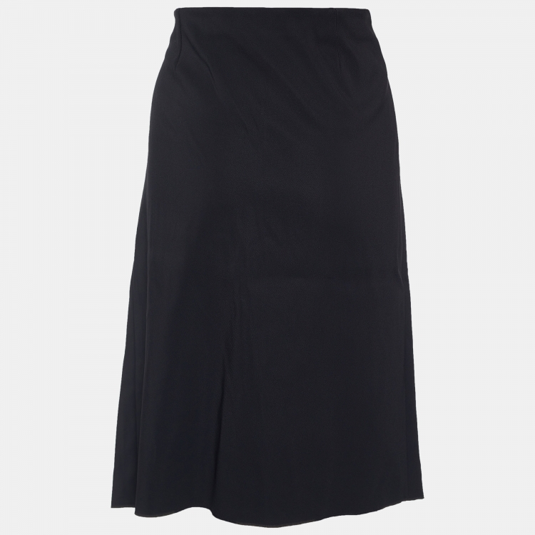 Pre Owned Versace Black Crepe Drape Detail Pencil Skirt L