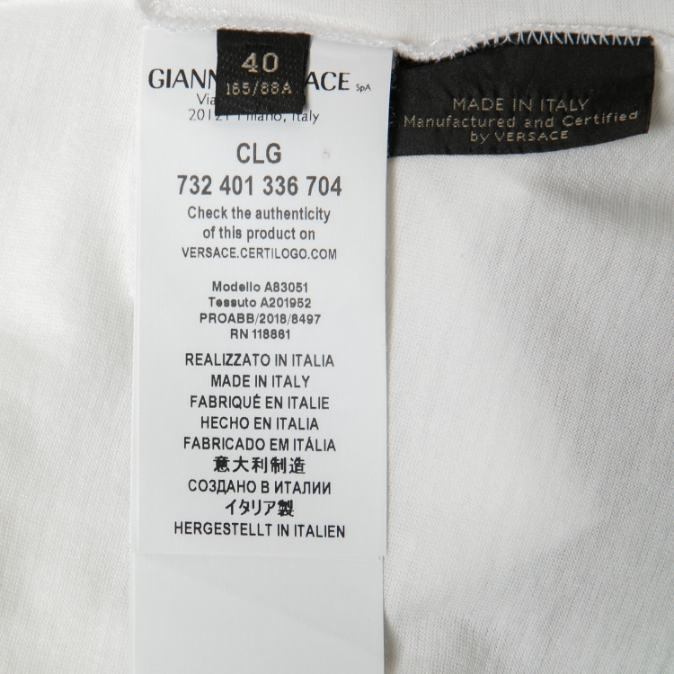Pre Owned Versace White Cotton Medusa Embellished Short Sleeve T-Shirt S