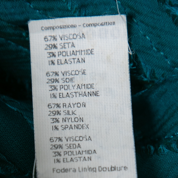Pre Owned Versace Teal Blue Crinkled Chiffon Raw-Edge Detail Gown Dress S