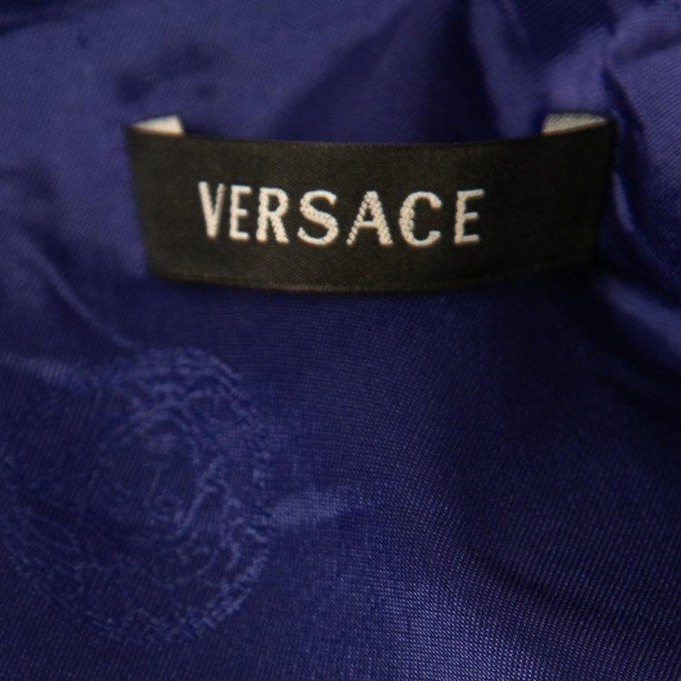 Pre Owned Versace Purple  Jacquard V Neck Bodycon Dress M
